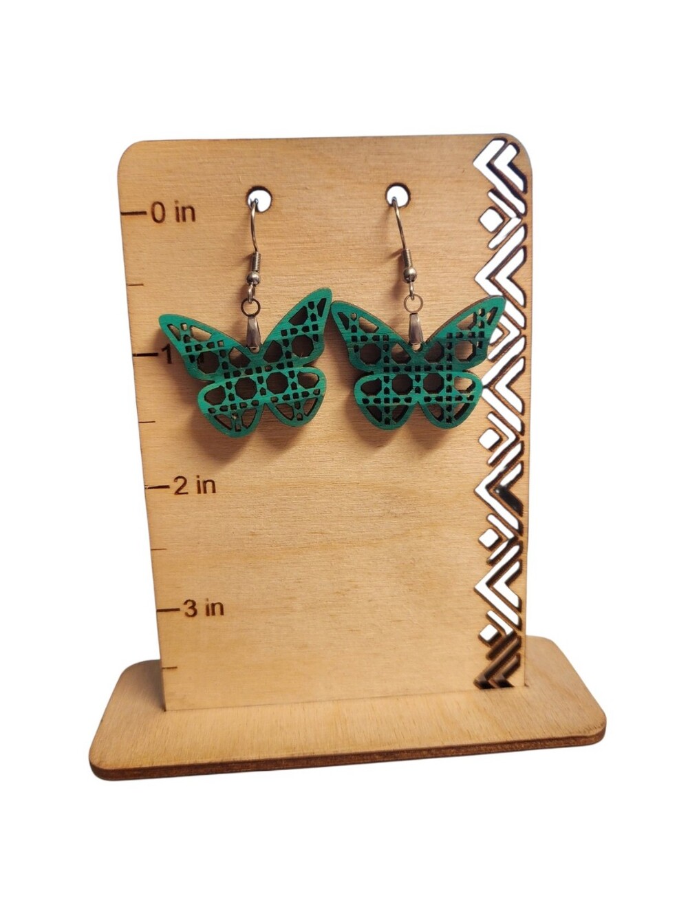 Skywing Lattice Butterfly Wood Drop Earrings